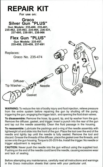 graco Silver Spray Gun Repair Kit 35474 schematic
